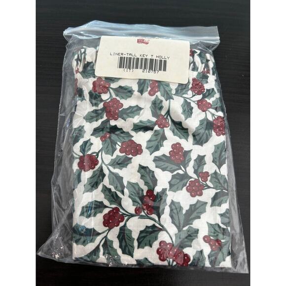 Longaberger Tall Key Basket Liner Traditional Holly Fabric NEW holiday 210757 - Picture 1 of 1